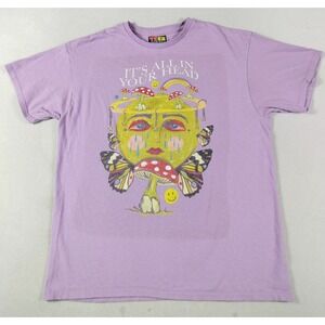 Teen Hearts Shirt Large‎ Men Purple It's All In Your Head Mushroom Hippie Trippy